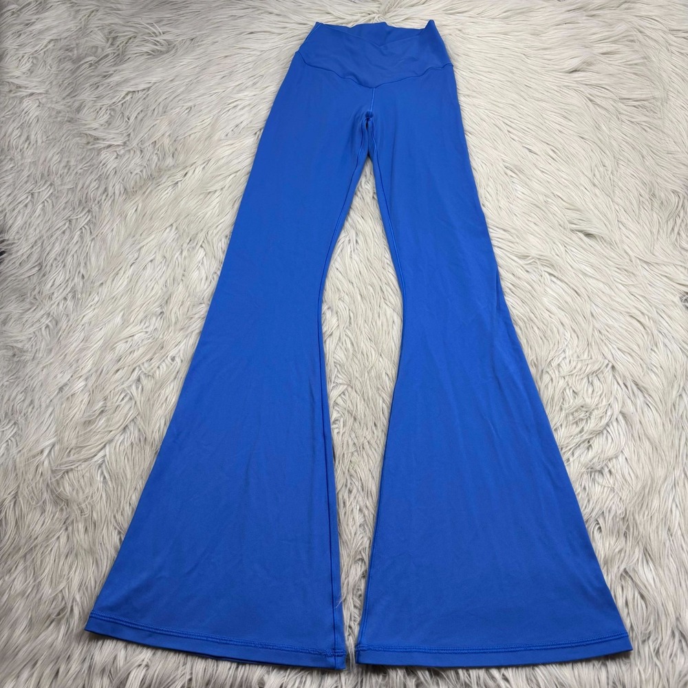 Aerie Women's S Blue Crossover Waist Flared Leggings Pants Yoga Lounge